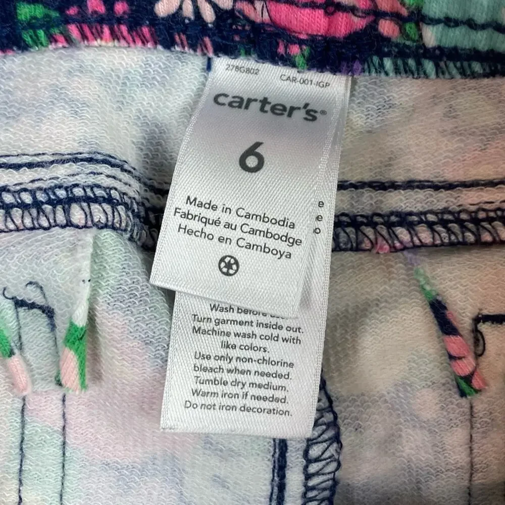 Carters Floral Pull on Pants Size 6